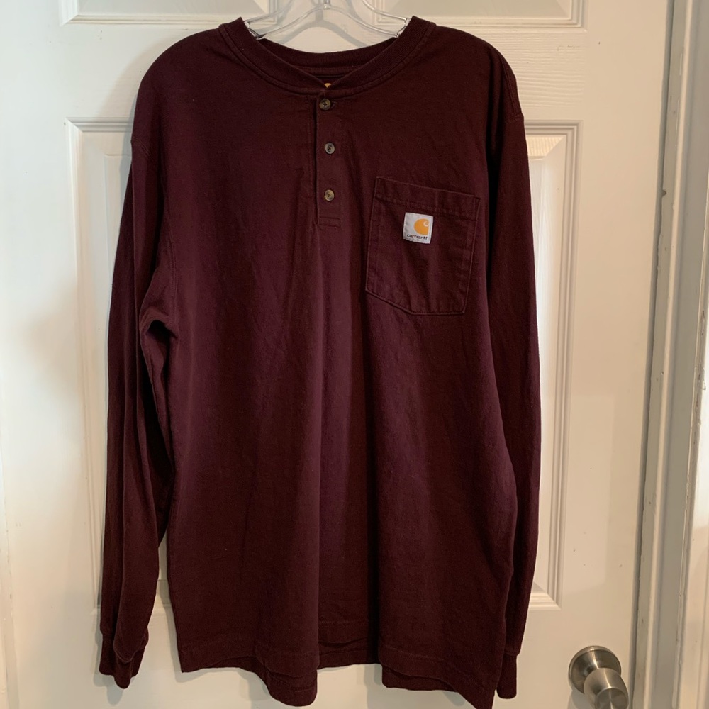 EUC Carhartt Original Fit Mens LS Burgundy Shirt